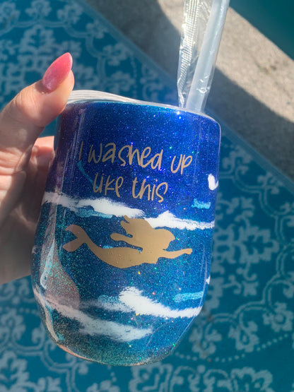 I washed up like this mermaid Glitter beach epoxy tumbler