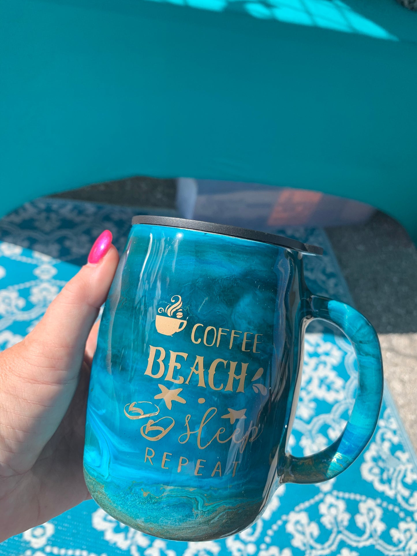 beach coffee mug epoxy tumbler