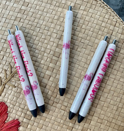 Flamingo custom glitter epoxy pens