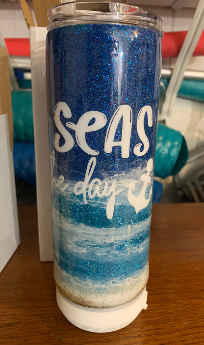 Seas the day (anchor) Glitter beach epoxy tumbler