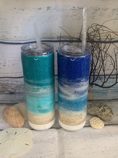 Sea turtle  #2 Glitter beach epoxy tumbler