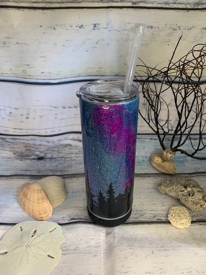 Glitter northern lights adventure tumbler with speaker