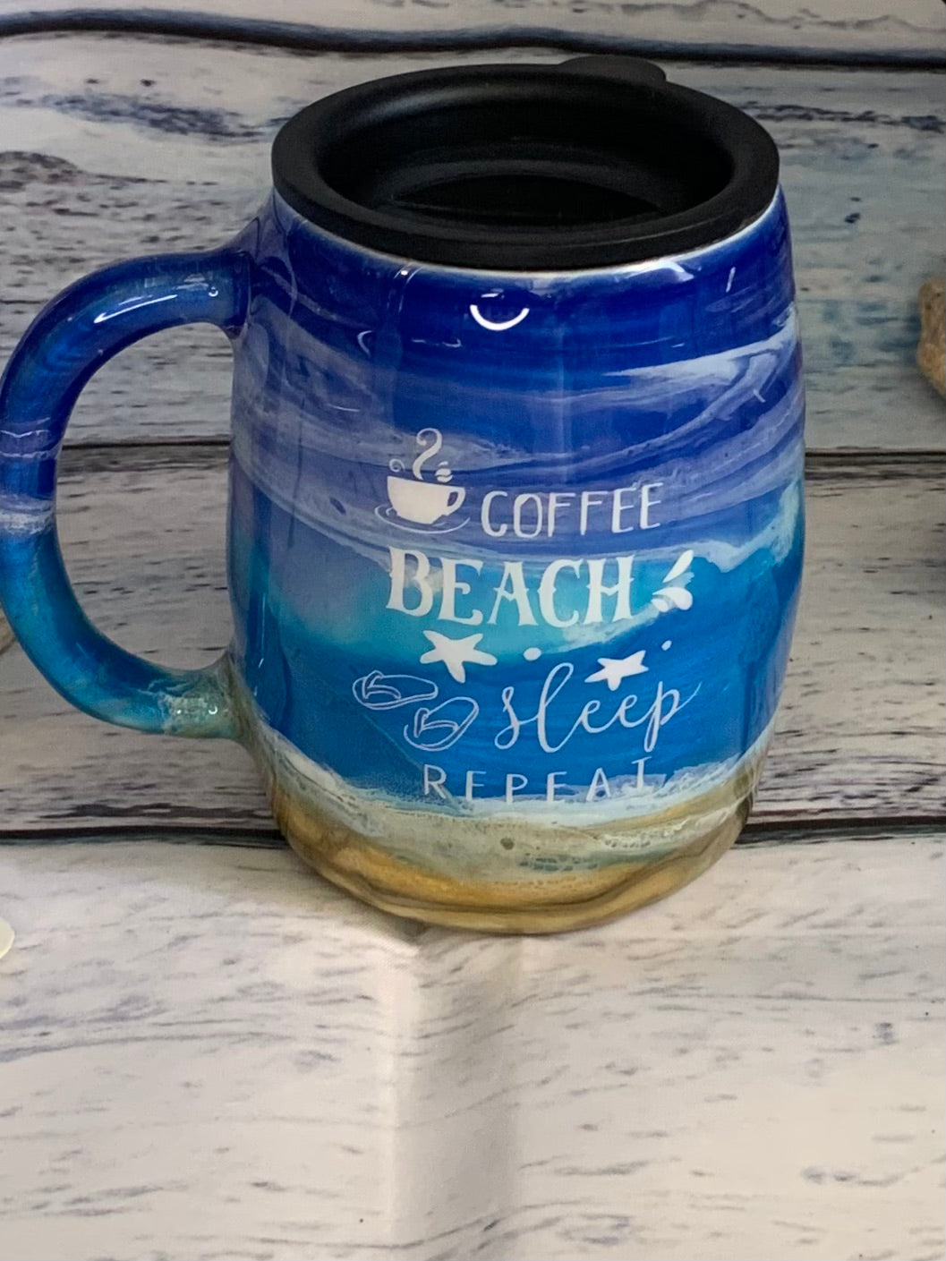 beach coffee mug epoxy tumbler