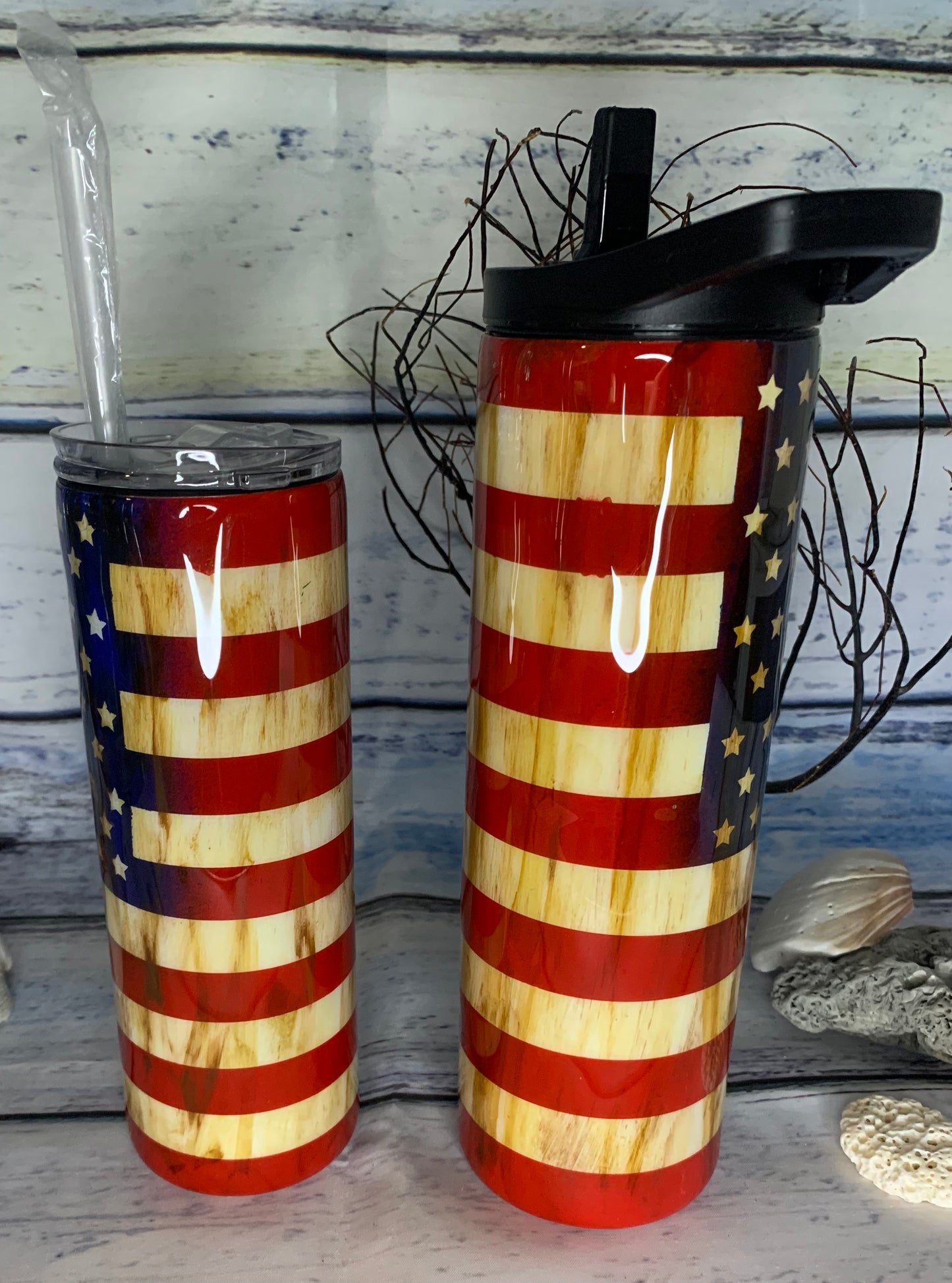 distressed flag epoxy tumbler