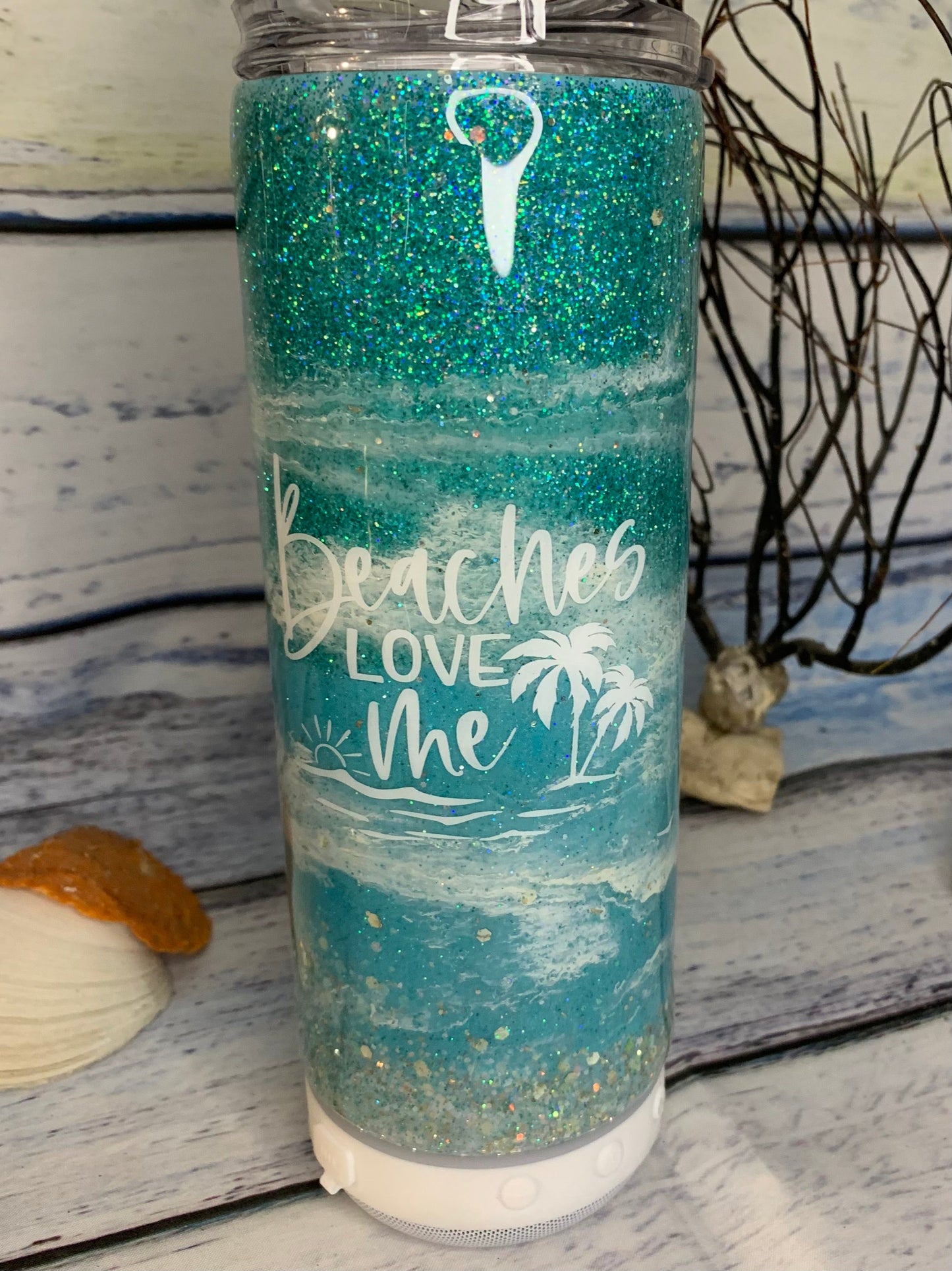 Beaches love Me beach epoxy tumbler