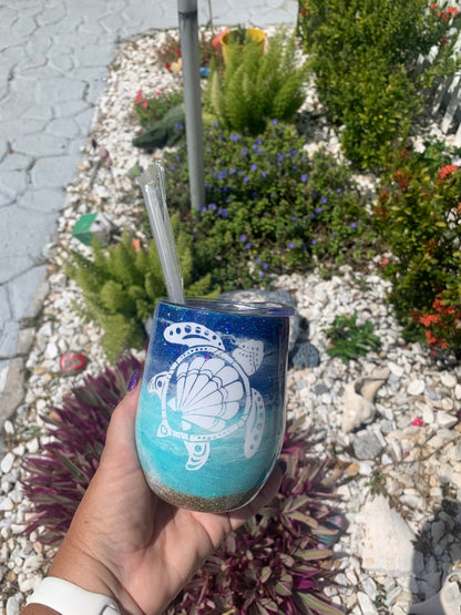 Sea turtle  #2 Glitter beach epoxy tumbler