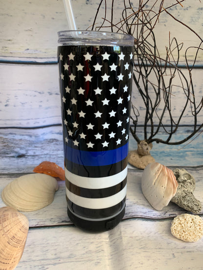 American flag or police flag tumbler with speaker