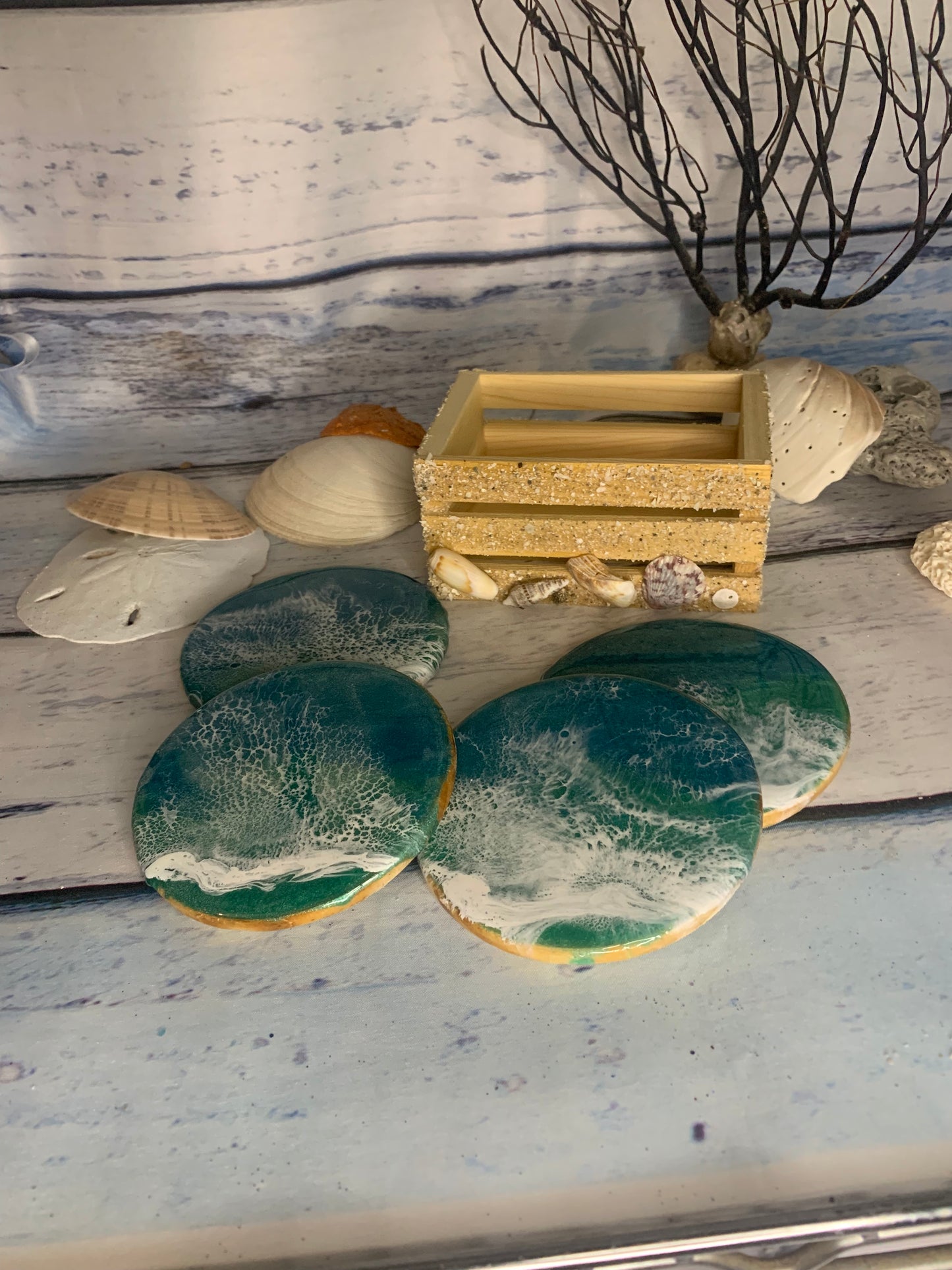 Beach wood coasters