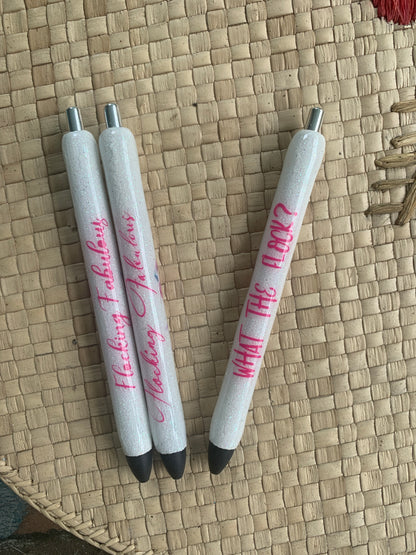 Flamingo custom glitter epoxy pens