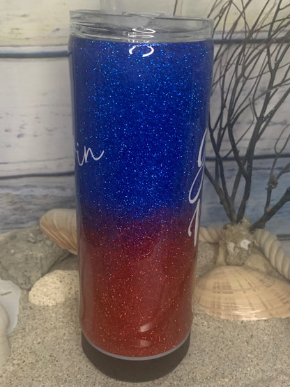 Ombre sports team epoxy tumbler