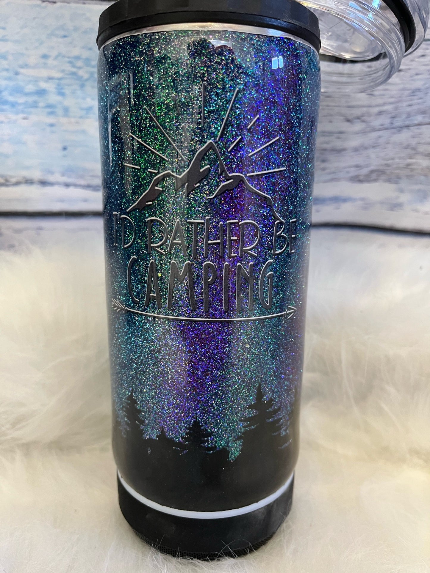 Glitter northern lights adventure tumbler with speaker