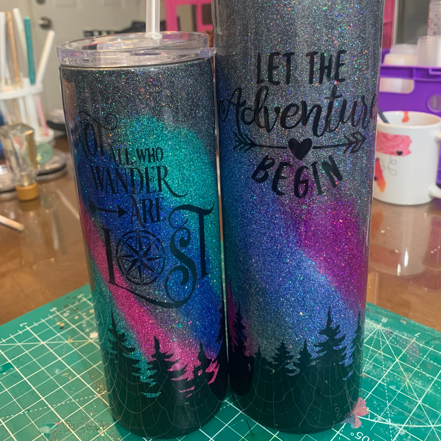 northern lights inspirational epoxy tumbler