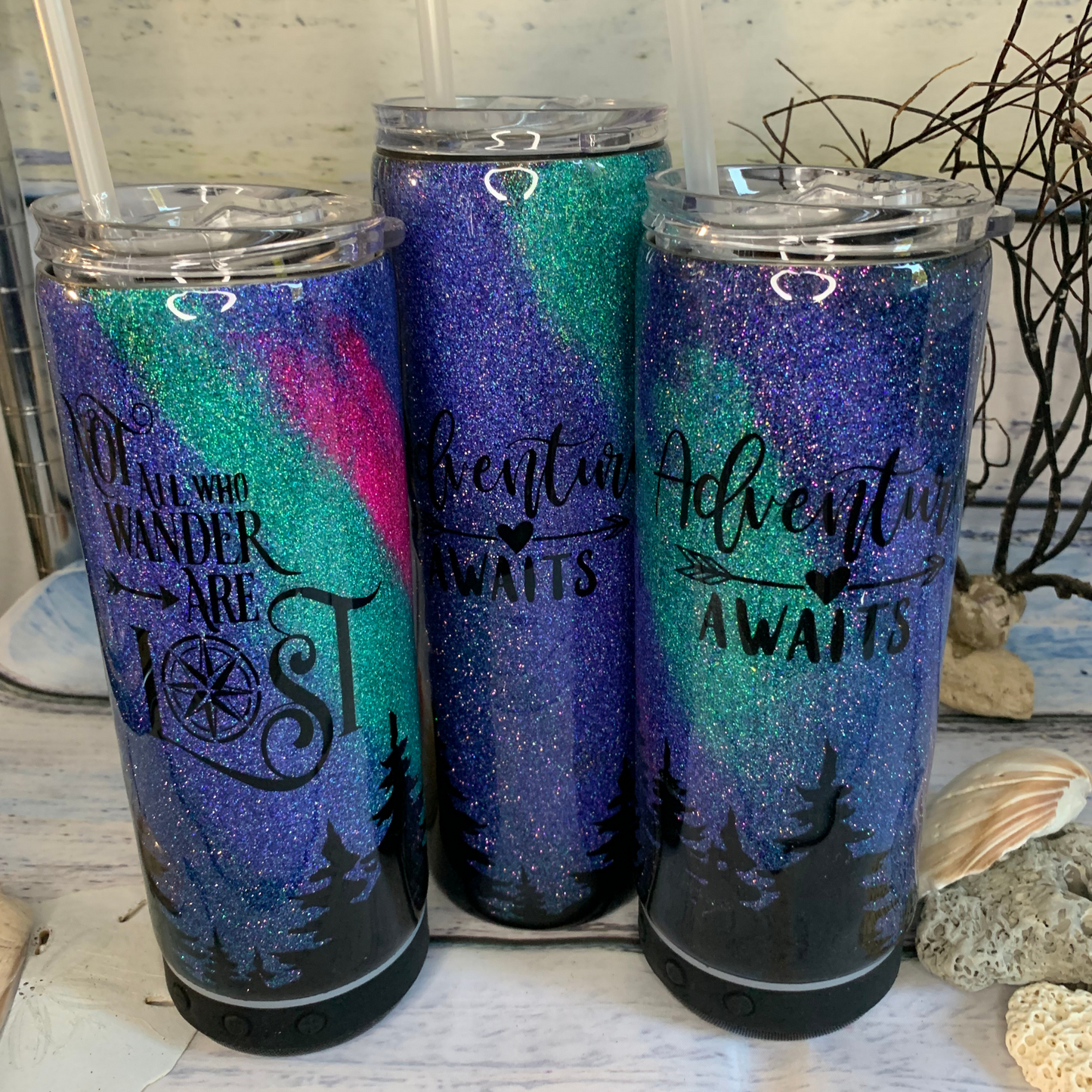 northern lights inspirational epoxy tumbler