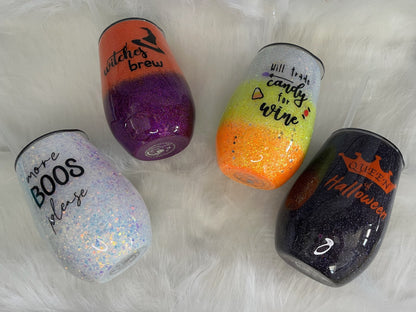 queen of Halloween  glitter epoxy tumbler