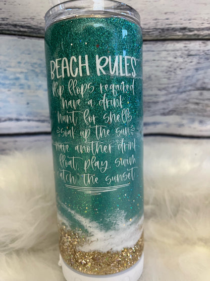 Glitter beach tumbler with speaker