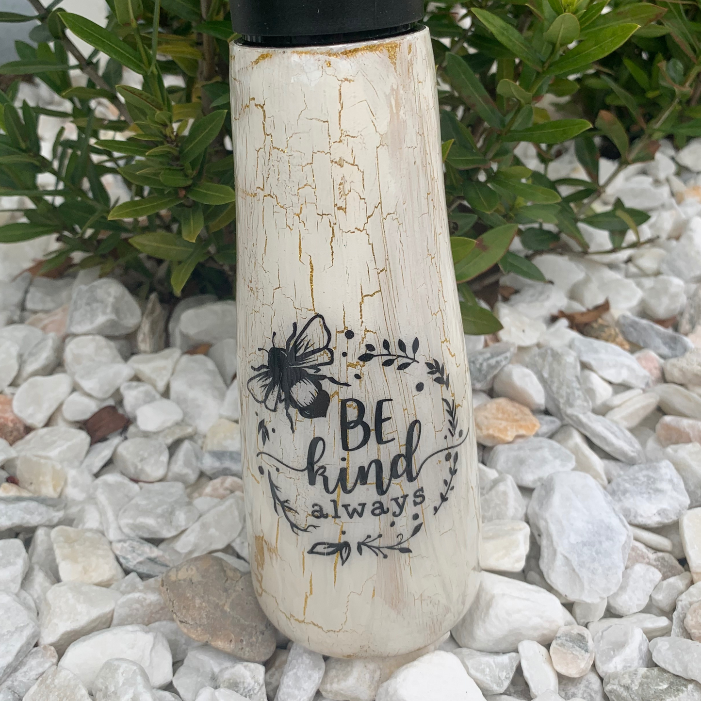 Bee Kind crackle epoxy tumbler