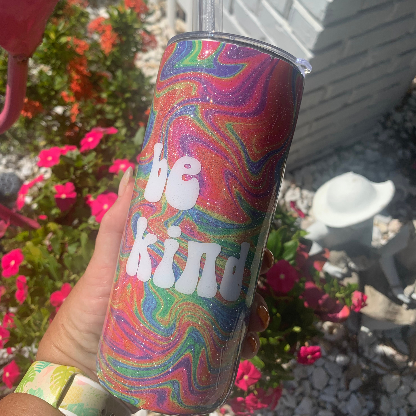 Be Kind funky epoxy tumbler