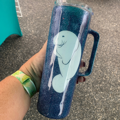 Save the chubby mermaids manatee glitter epoxy tumbler