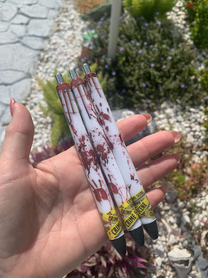 Murder crime scene epoxy pens