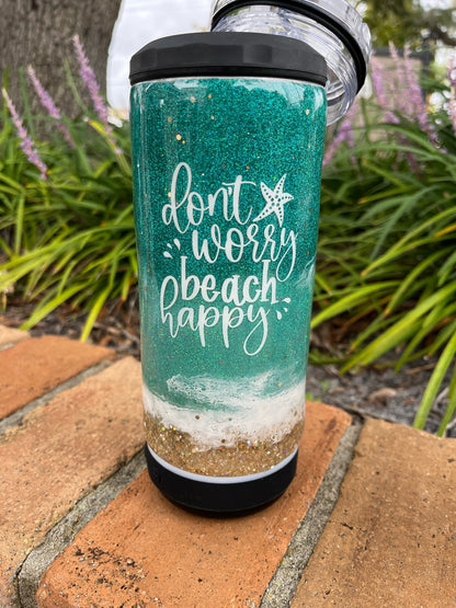 Glitter beach tumbler with speaker