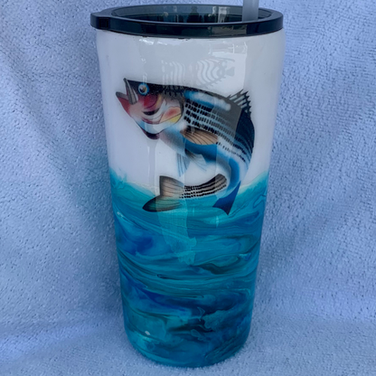 fish jumping out of water epoxy tumbler