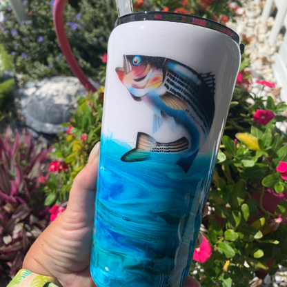 fish jumping out of water epoxy tumbler