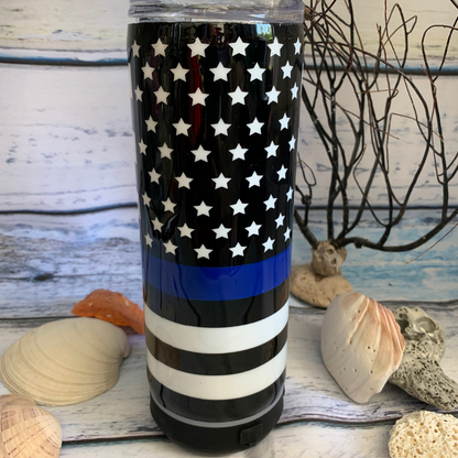 Police flag epoxy tumbler