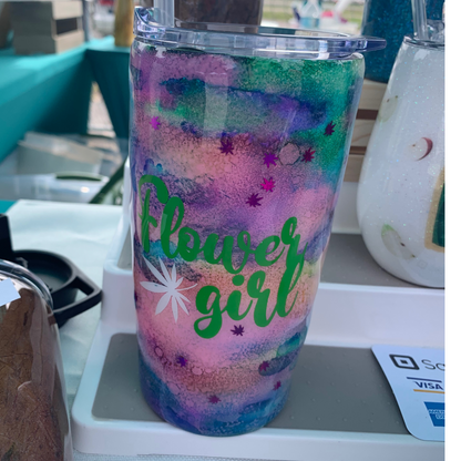 watercolor weed flower girl epoxy tumbler