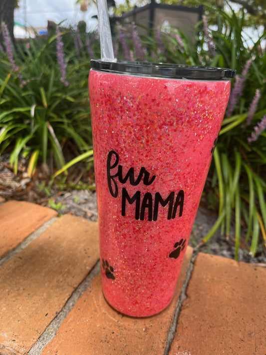 Fur Mama glitter epoxy tumbler