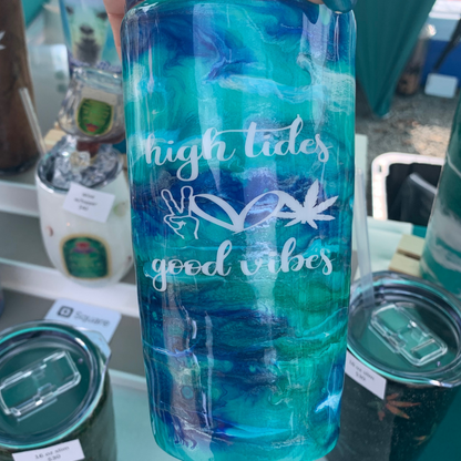 High tides Good vibes weed epoxy tumbler