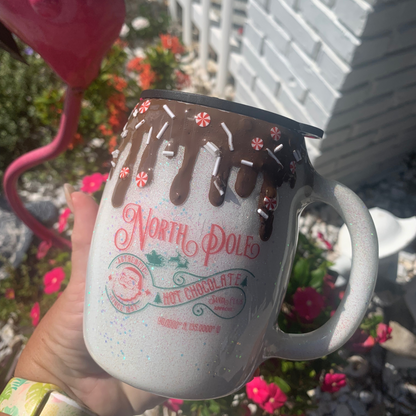 Hot cocoa glitter epoxy tumbler