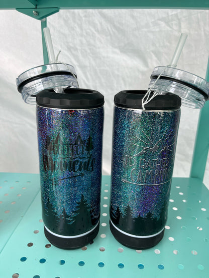 Glitter northern lights adventure tumbler with speaker