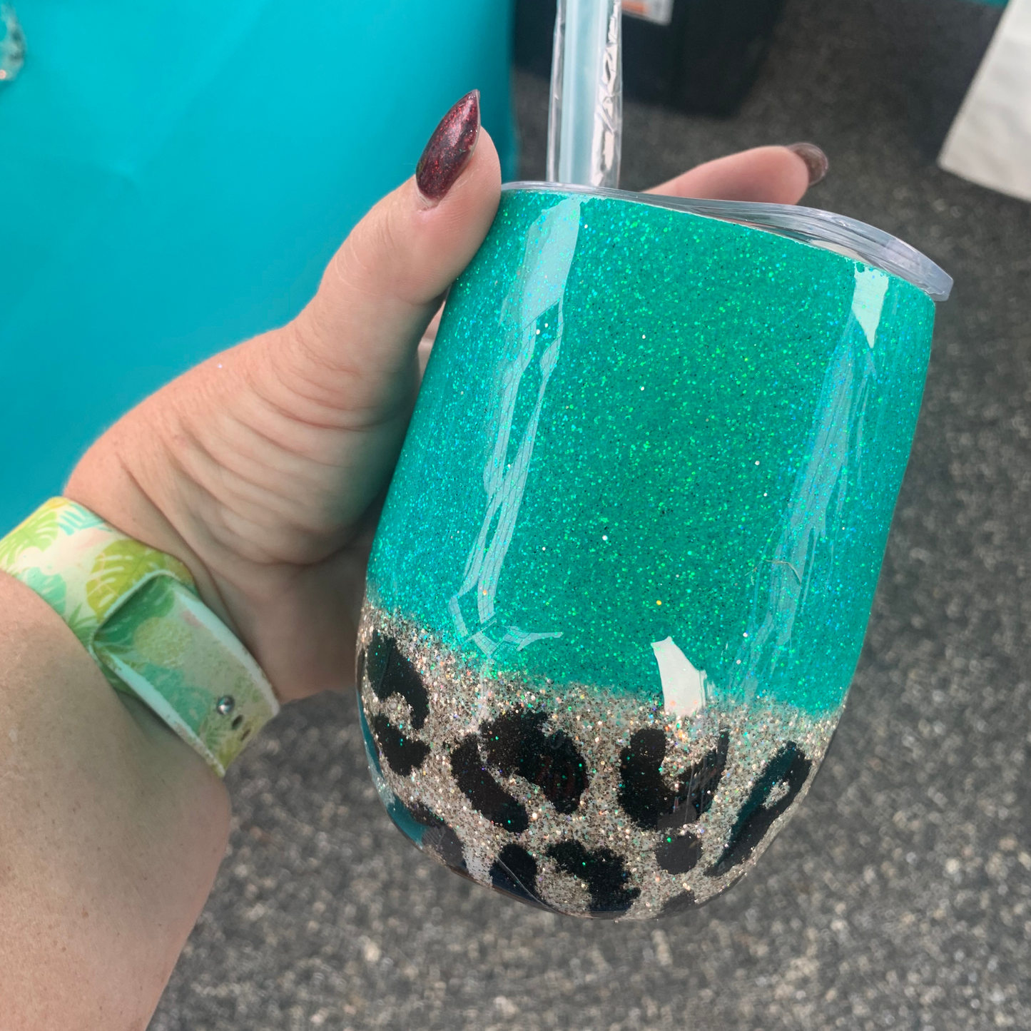 leopard glitter epoxy tumbler