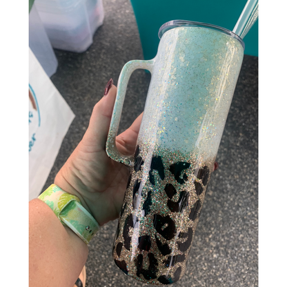 leopard glitter epoxy tumbler