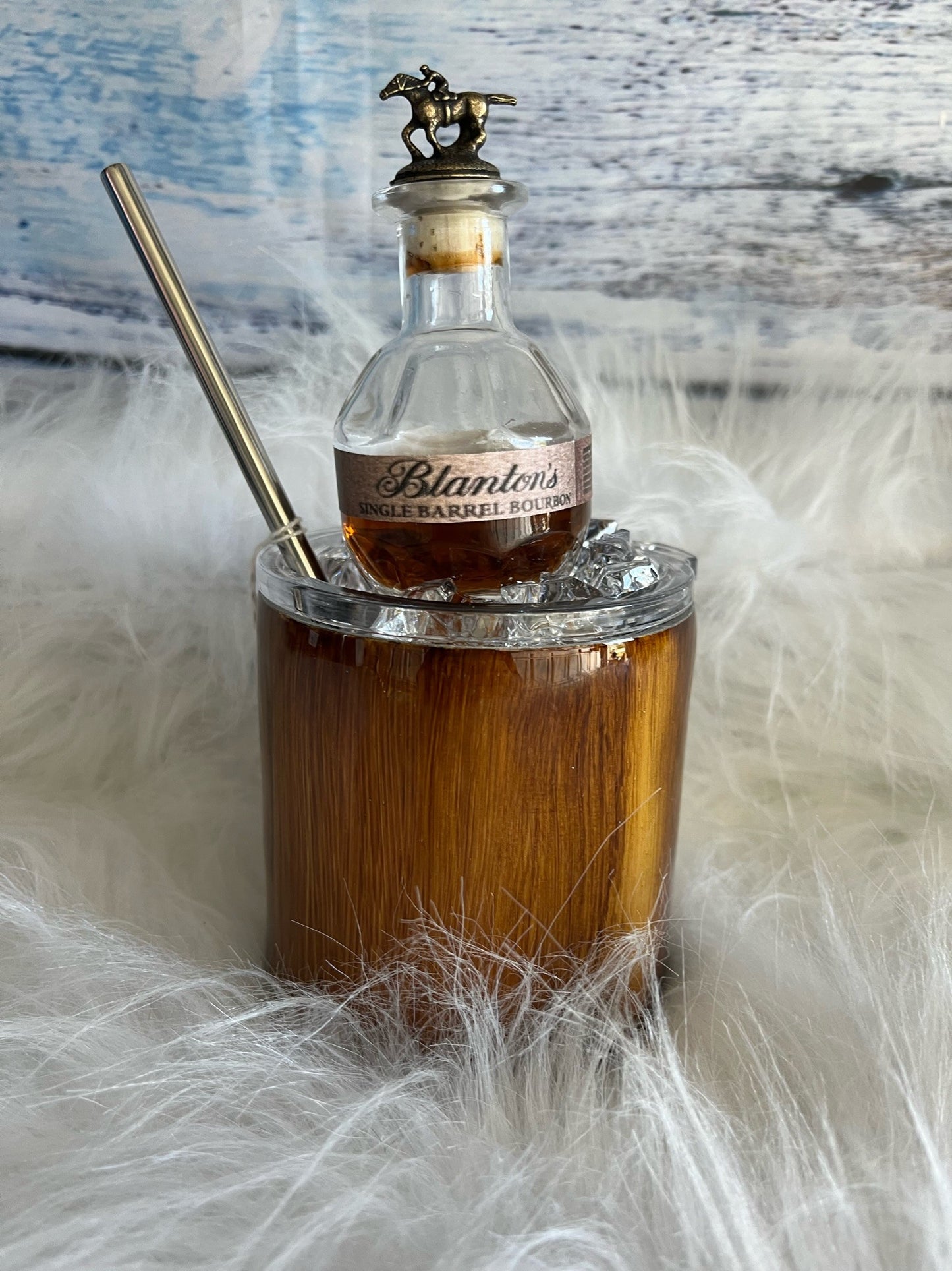 Blanton's Bourbon topper epoxy tumbler