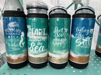 Glitter beach tumbler with speaker