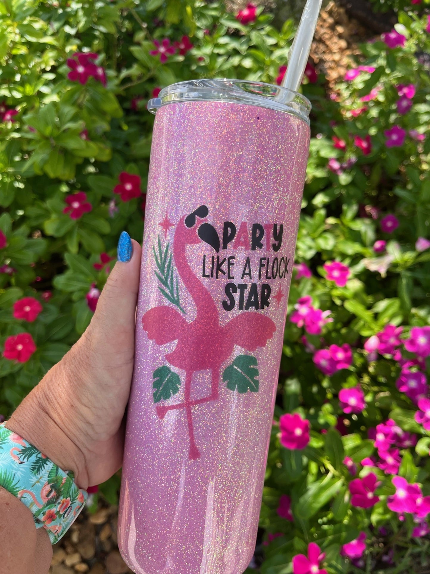 Party like a flock star epoxy tumbler