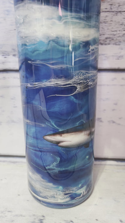 shark in ocean epoxy tumbler