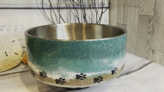 64 oz dog bowl beach themed