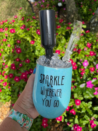 Sparkle wherever you go wine glitter epoxy tumbler