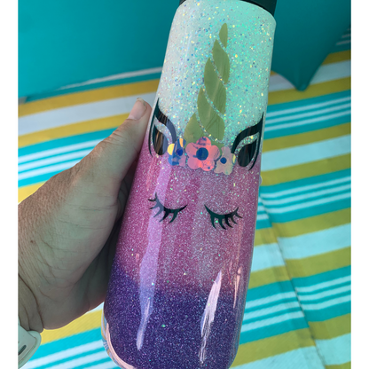 glitter unicorn epoxy tumbler