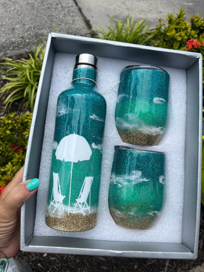 beach epoxy wine set