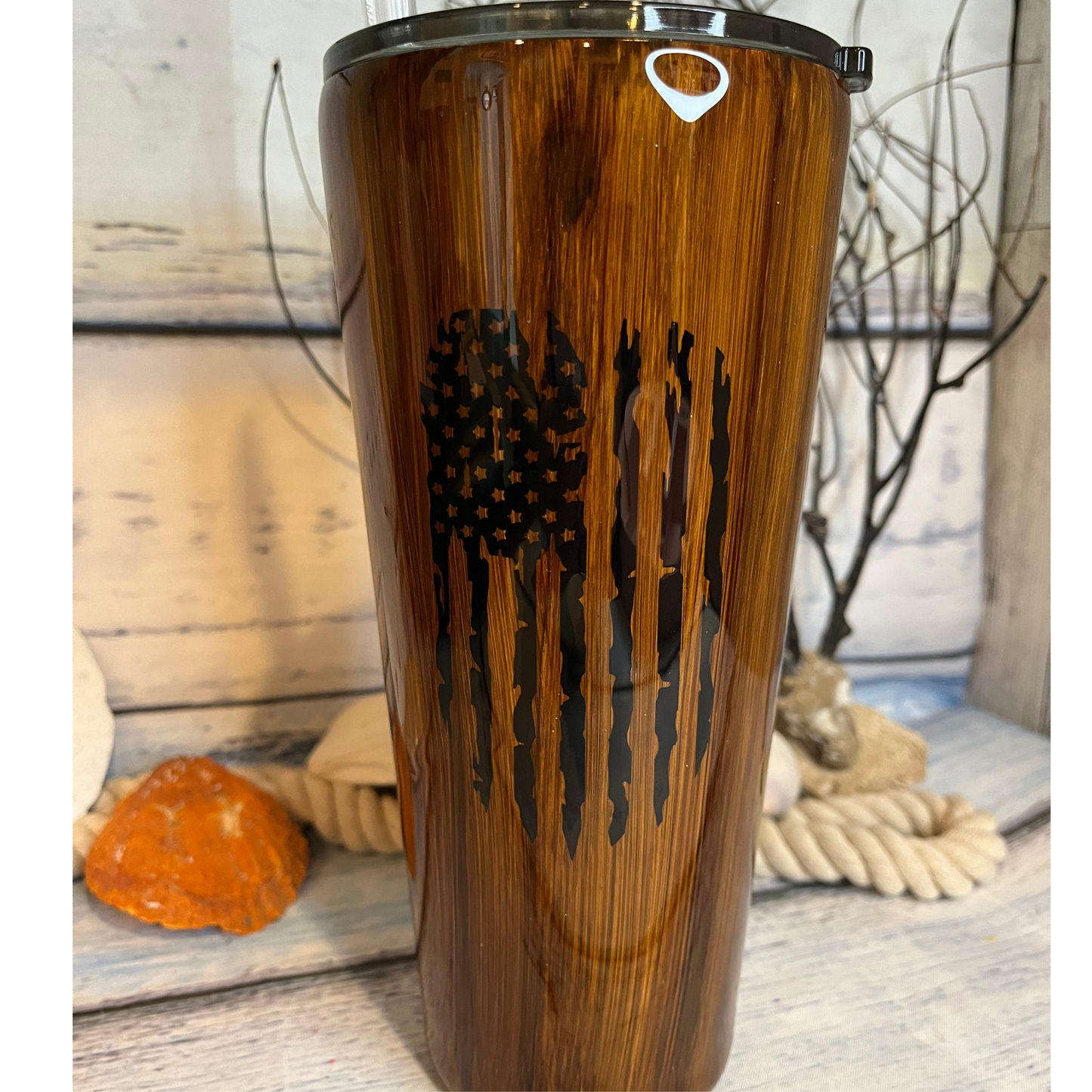 wood look flag epoxy tumbler